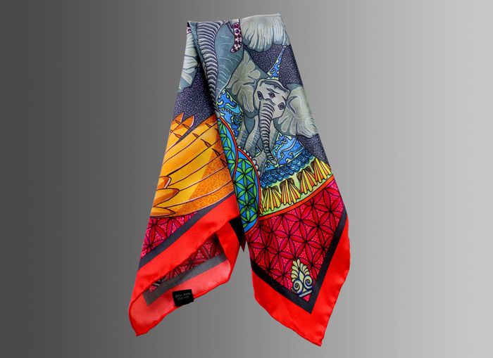 Elephant Guardians 45cm Silk Scarf
