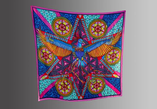 The Phoenix Rising 138cm Silk Scarf