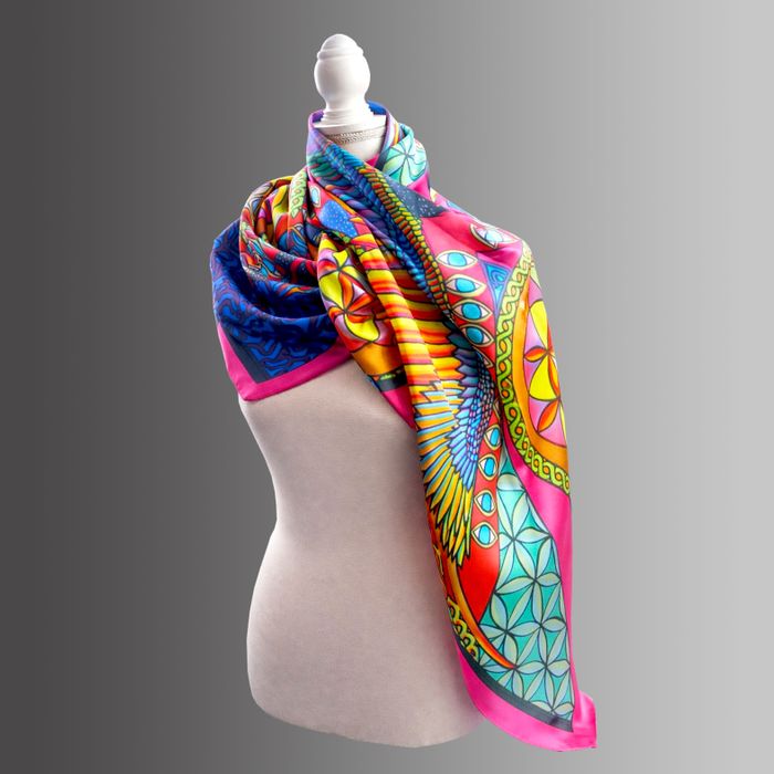 The Phoenix Rising 138cm Silk Scarf