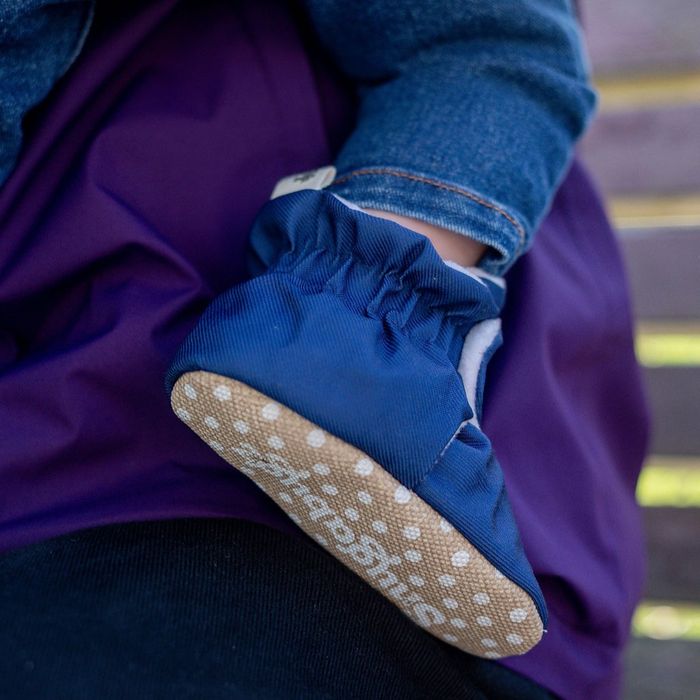 Navy - Water Resistant Stay On Baby Booties With Non-Slip Soles | Snugabugz