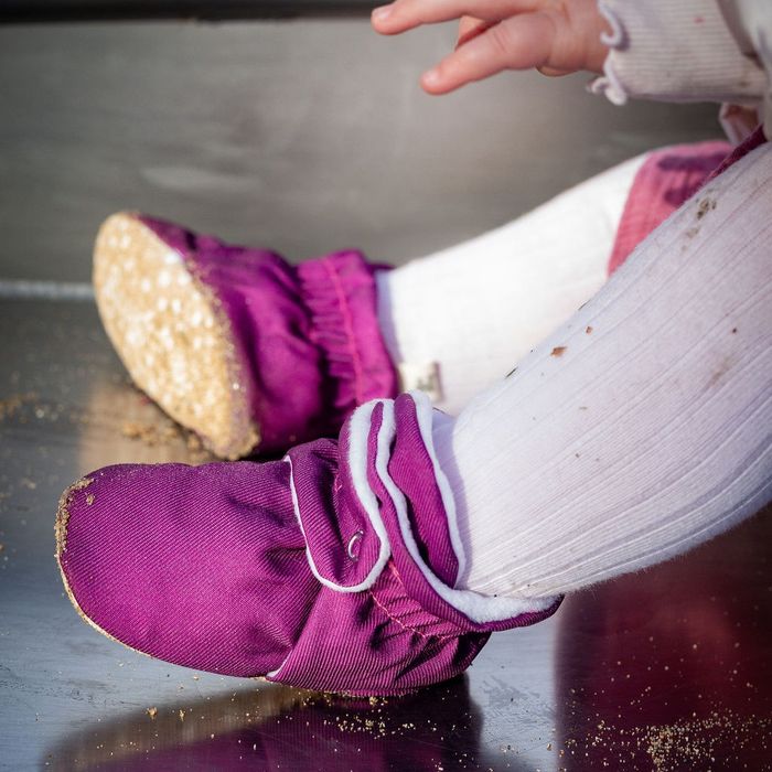 Plum - Water Resistant Stay On Baby Booties With Non-Slip Soles | Snugabugz