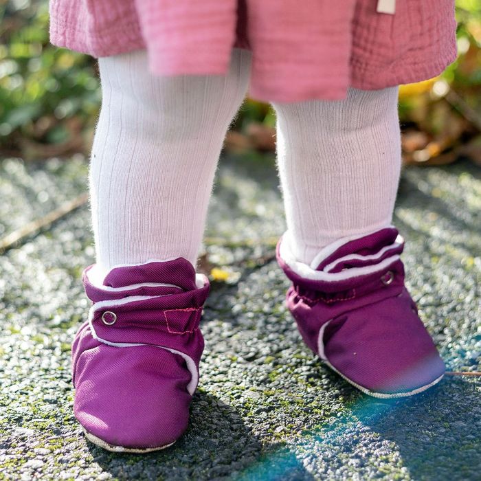 Plum - Water Resistant Stay On Baby Booties With Non-Slip Soles | Snugabugz