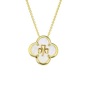 14kt Gold Vermeil MOP Clover Shamrock Necklace 