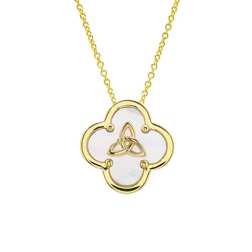 14kt Gold Vermeil Clover Trinity MOP Necklace