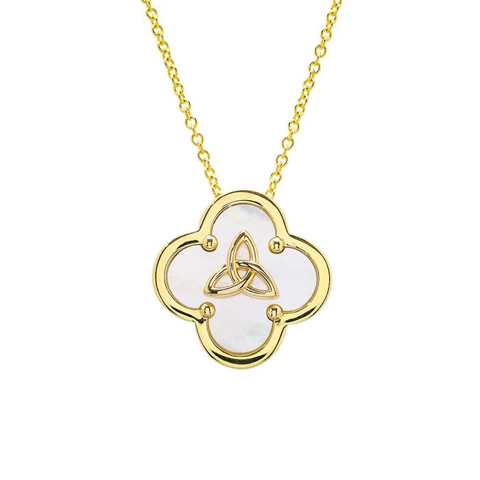 14kt Gold Vermeil Clover Trinity MOP Necklace