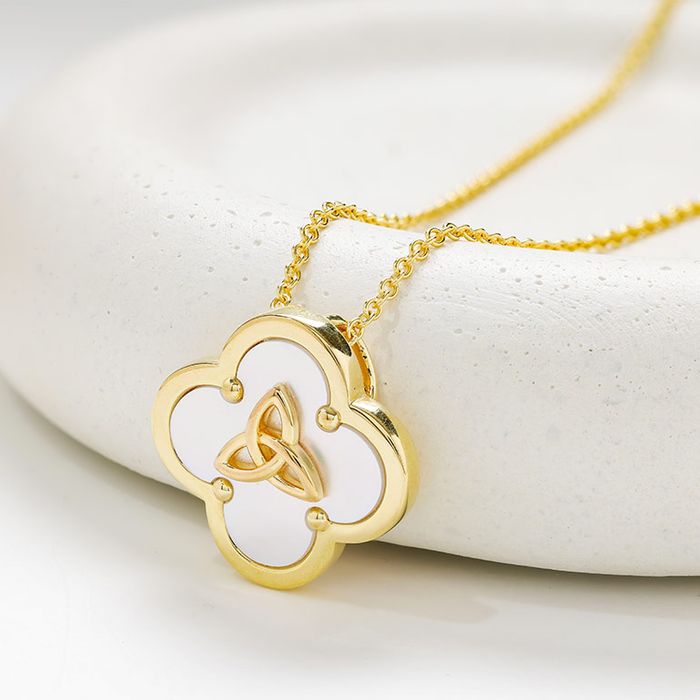 14kt Gold Vermeil Clover Trinity MOP Necklace