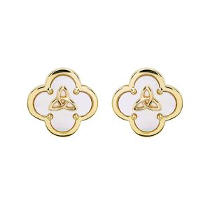 14kt Gold Vermeil Clover Trinity MOP Stud Earrings