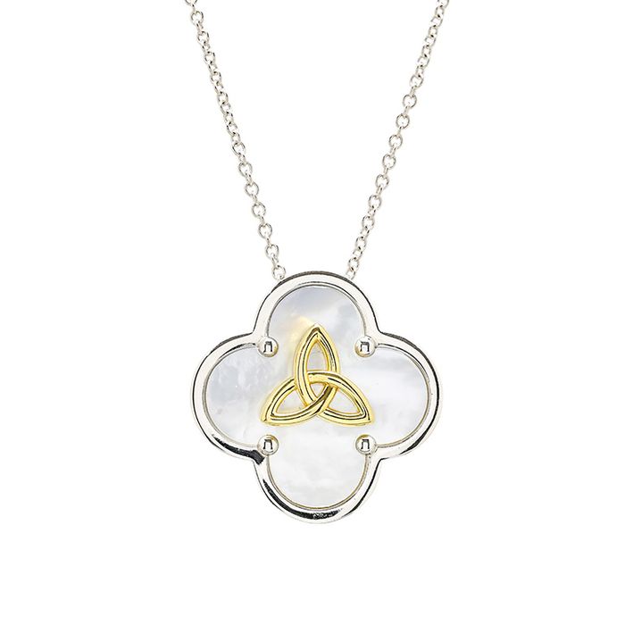 Sterling Silver Clover Trinity MOP necklace