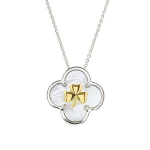Sterling Silver Clover Shamrock MOP necklace