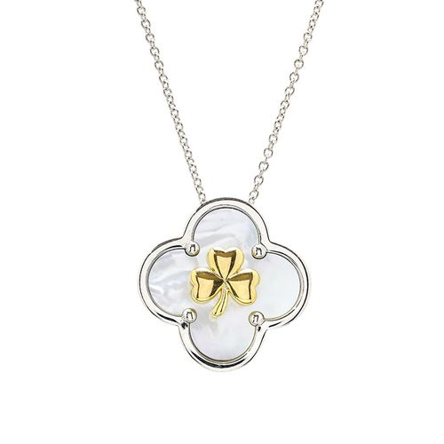 Sterling Silver Clover Shamrock MOP necklace