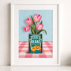 Cool Beans Tulip Vase Original Art Print by Beatrice Rose Design