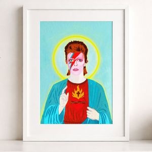 The Sacred Heart of Bowie Original Art Print by Beatrice Rose Desig