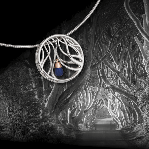 Tree Pendant with Blue Charm
