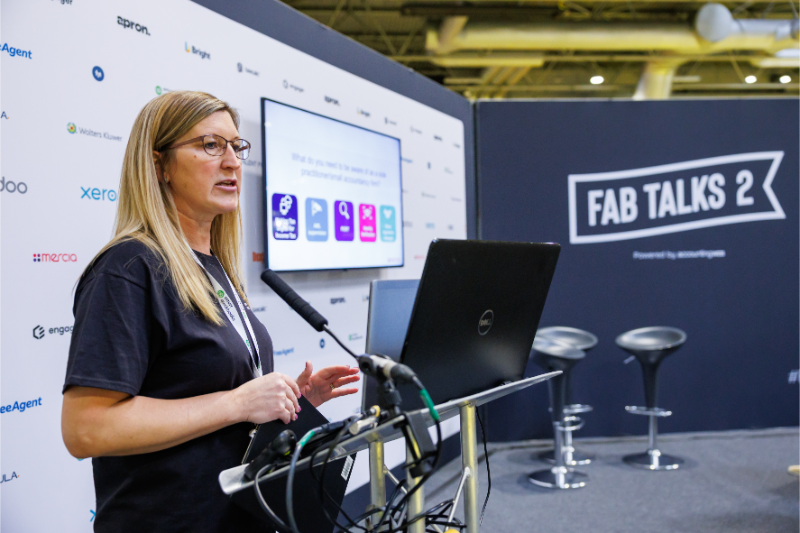 A speaker giving a FAB Talk