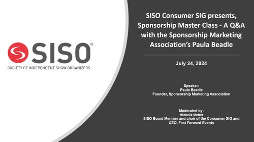 SISO Consumer SIG presents Sponsorship Master Class - A Q&A with the Sponsorship Marketing Association’s Paula Beadle