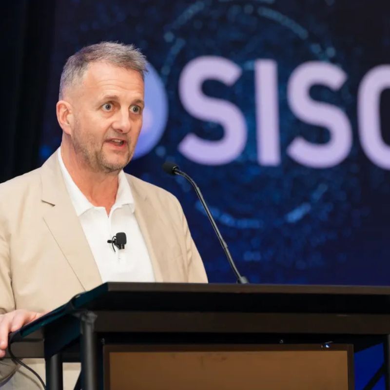 Paul Miller from Questex Chair of SISO speaking at the SISO CEO Summit 2025