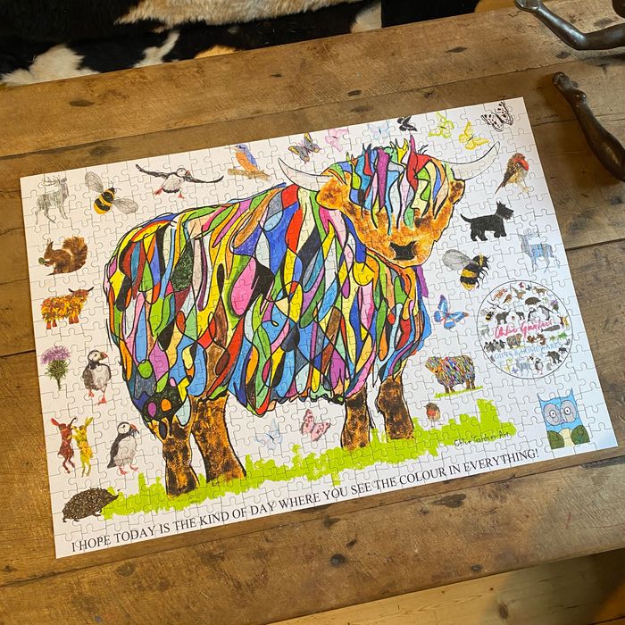 Art Highland Puzzle 1000 Pezzi Per Adulti - Scenario Invernale Con Highland Cattle, Sfida Estetica