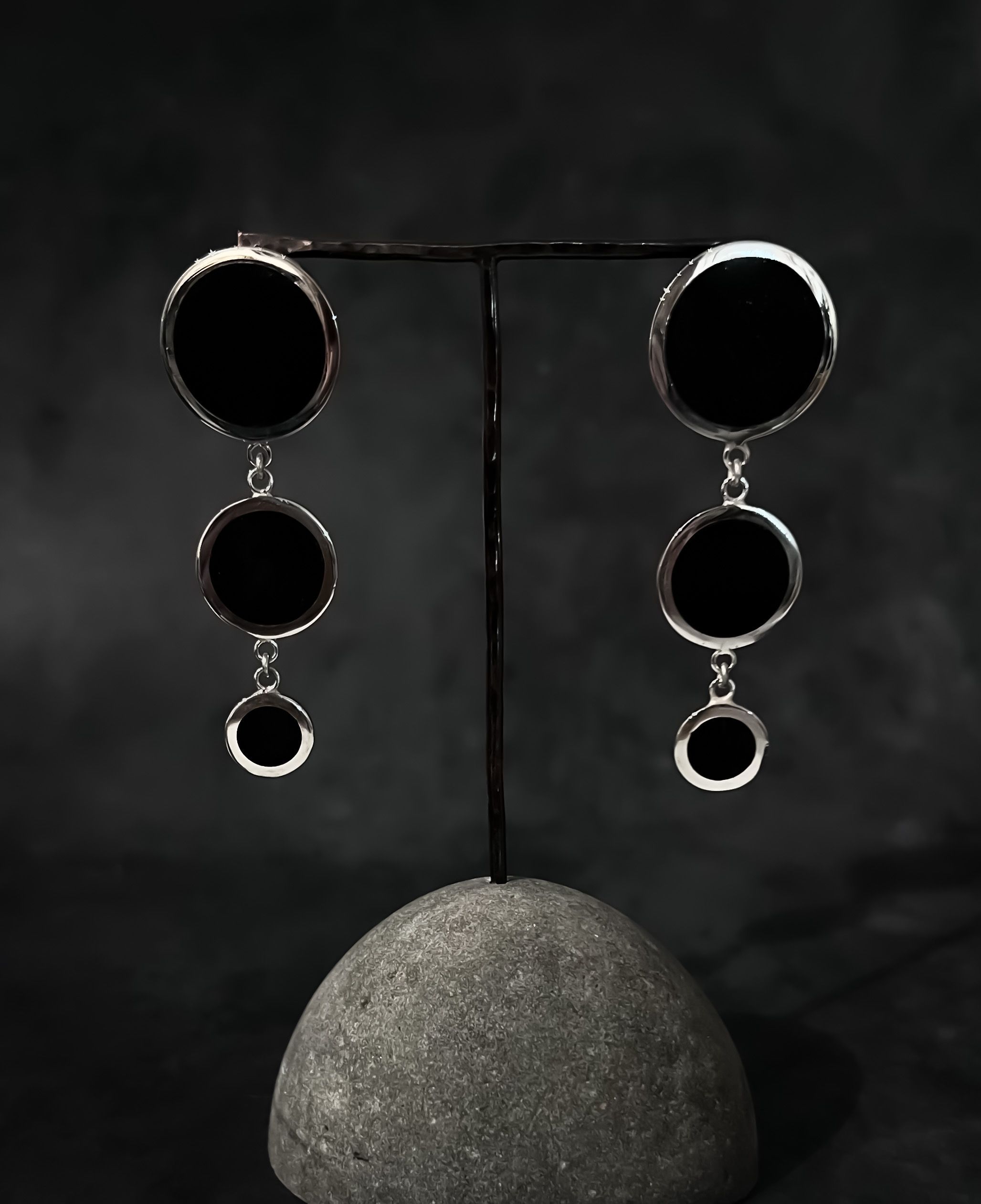 Cascading drop earrings - sterling silver and Caithness flagstone
