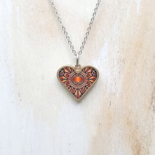 Ceramic & Brass Heart Shape Necklace