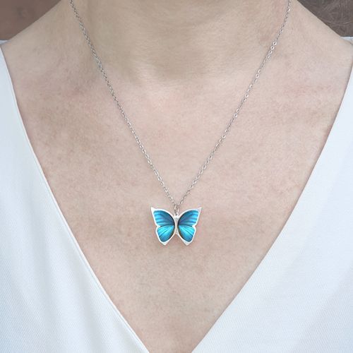 Ceramics & Aluminium Butterfly Necklace