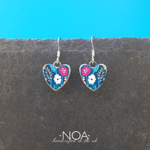 A Decorated Ceramic Heart Earrings