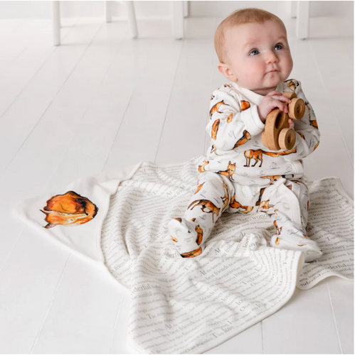 Pure cotton baby blanket with 'Dexter' fox design