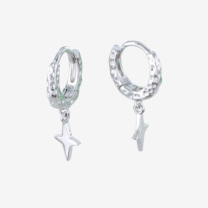 Textured Hoop and Star Earrings