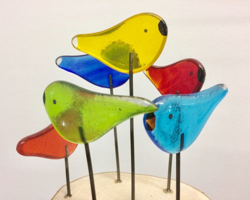 Fused Glass Rainbow Birds