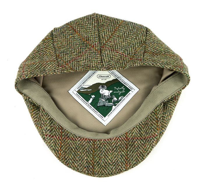 Harris Tweed 100% British Wool Herringbone Flat Cap - Black-Charcoal