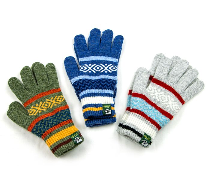 100% Lambswool Fair Isle Gloves