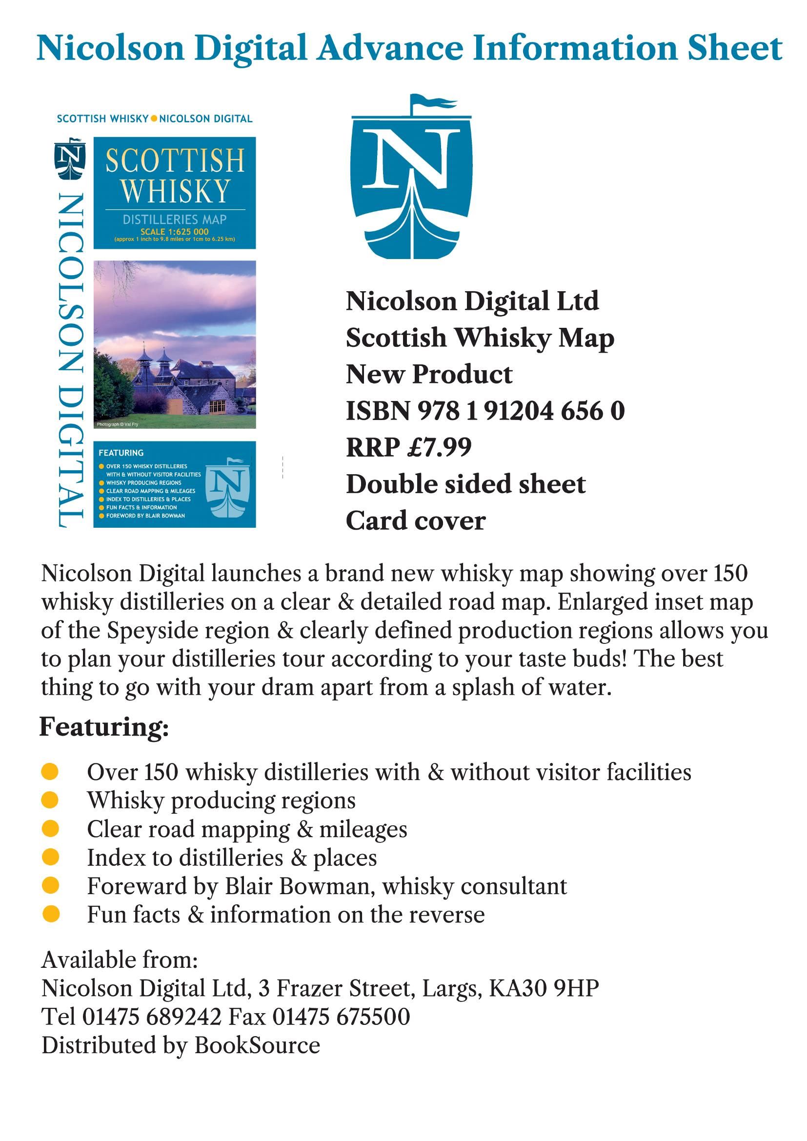 Nicolson Digital Scottish Whisky Distilleries Map