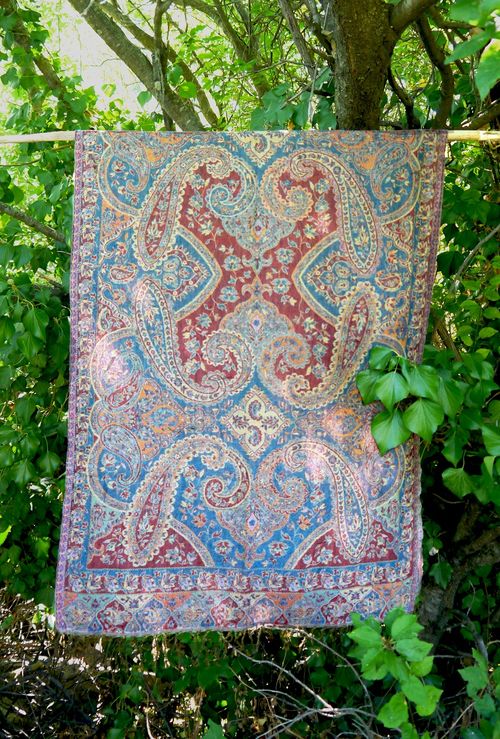 Maroon Blue Combo Wool Shawl