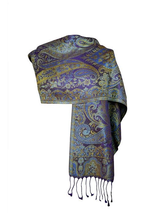 Women Silk Scarf ' Paisley Purple