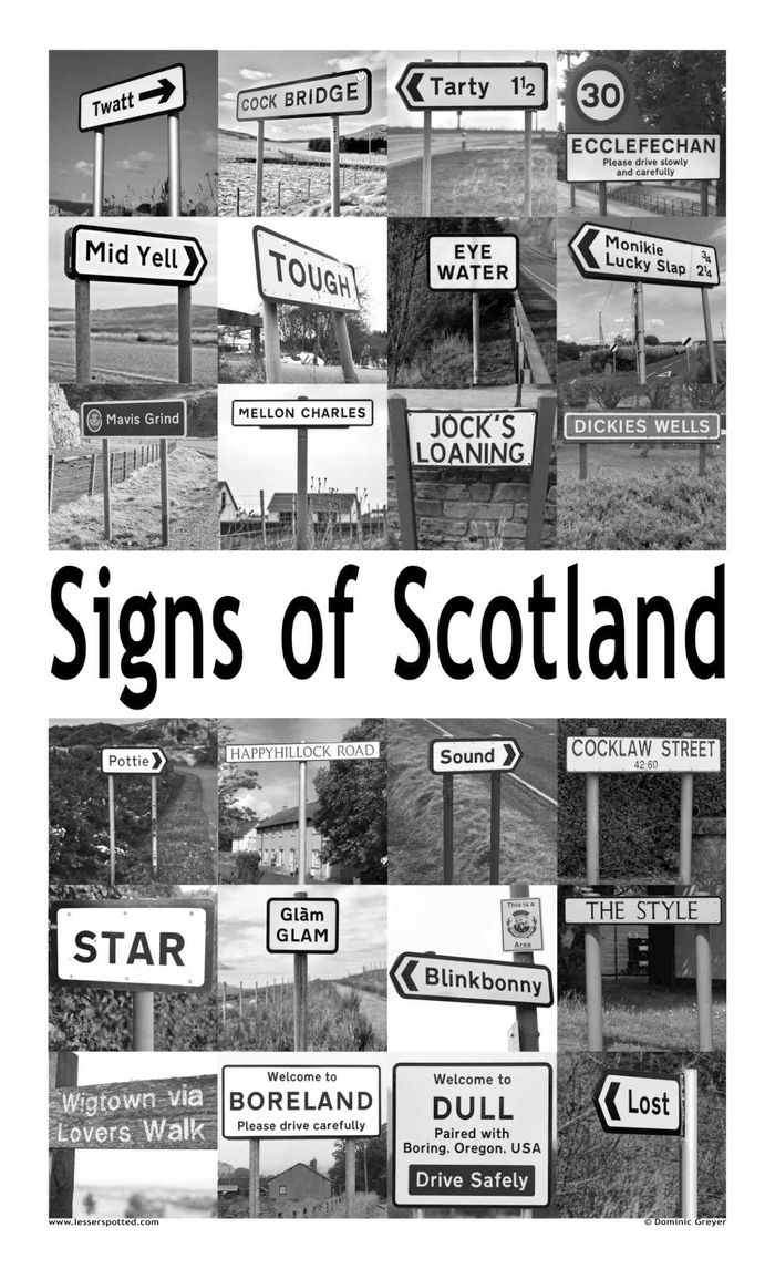 Signs Of Scotland tea towel