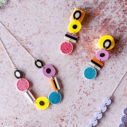 Liquorice necklace and earrings