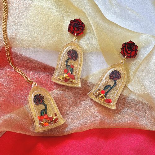 Magic Rose Earrings and Pendant