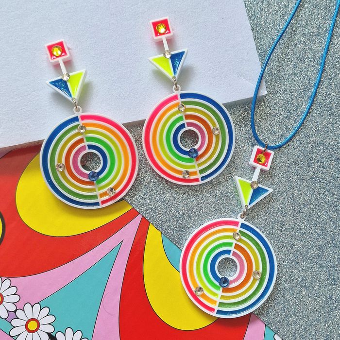 Abstract glow earrings and pendant