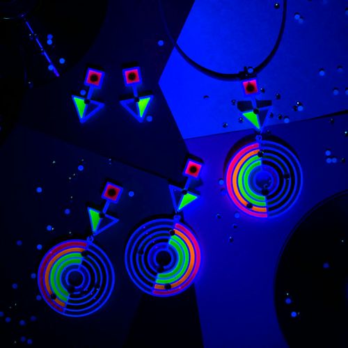 Abstract glow earrings and pendant