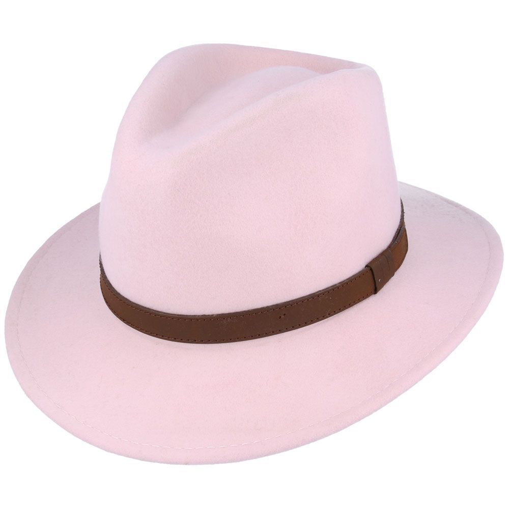 Maz Wool Fedora Hat With Leather Band - Fuchsia