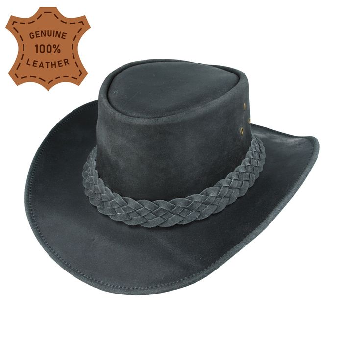 Maz Genuine Leather Australian Western Outback Aussie Cowboy Hat