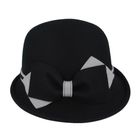 Maz Ladies Chic Vintage Wool Cloche Hat With Flower Bow & Strap Belt Around