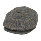 Maz Donegal Tweed Herringbone Tartan Patch Newsboy Cap - Multi Colour