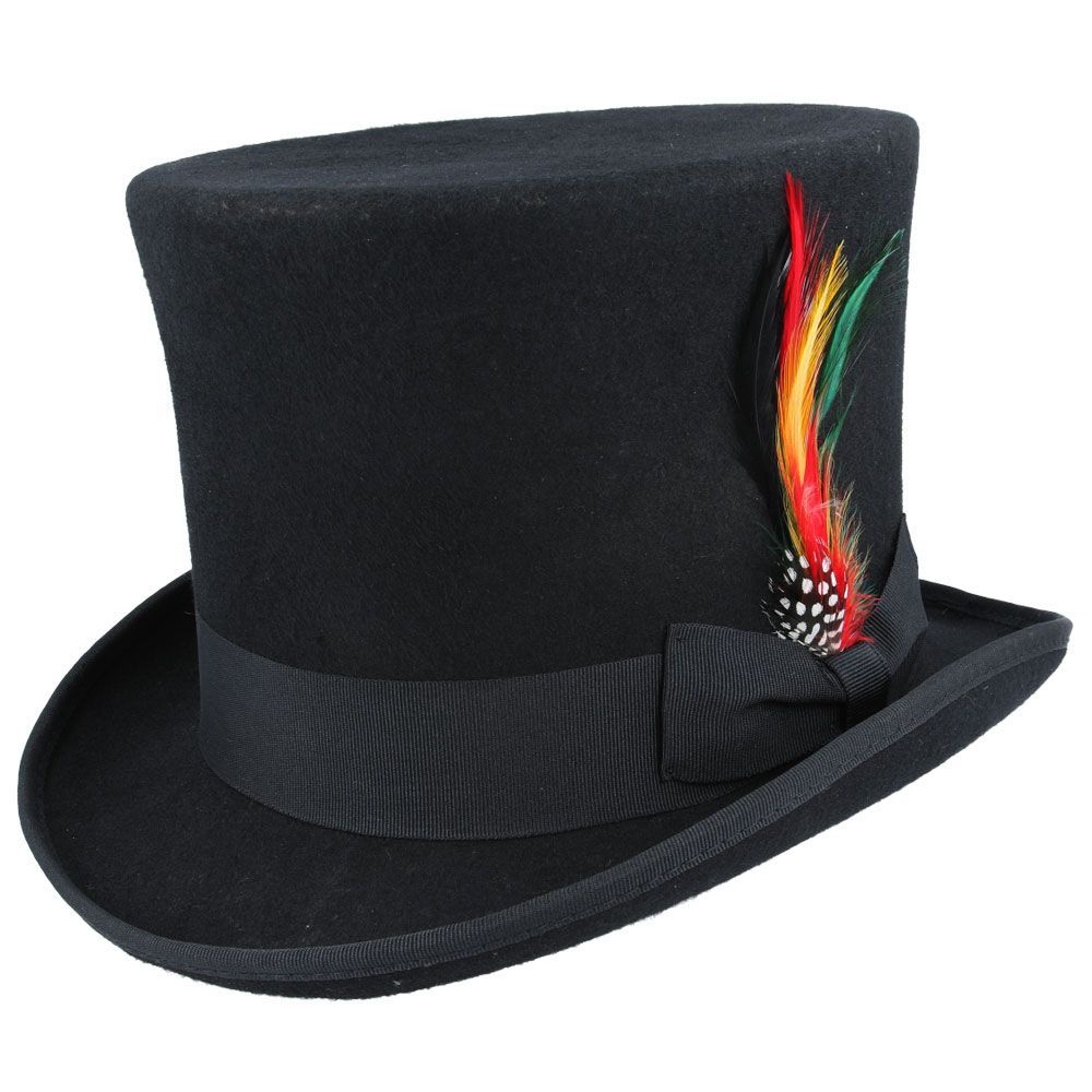 Maz Gothic Victorian Steampunk Top Hat With Laced Brown Leather Look Band