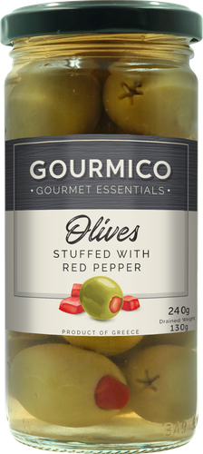 GOURMICO Green Olives Stuffed with Red Pepper 240g