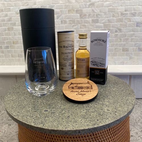 Taster Glass and Whisky Barrel Coaster