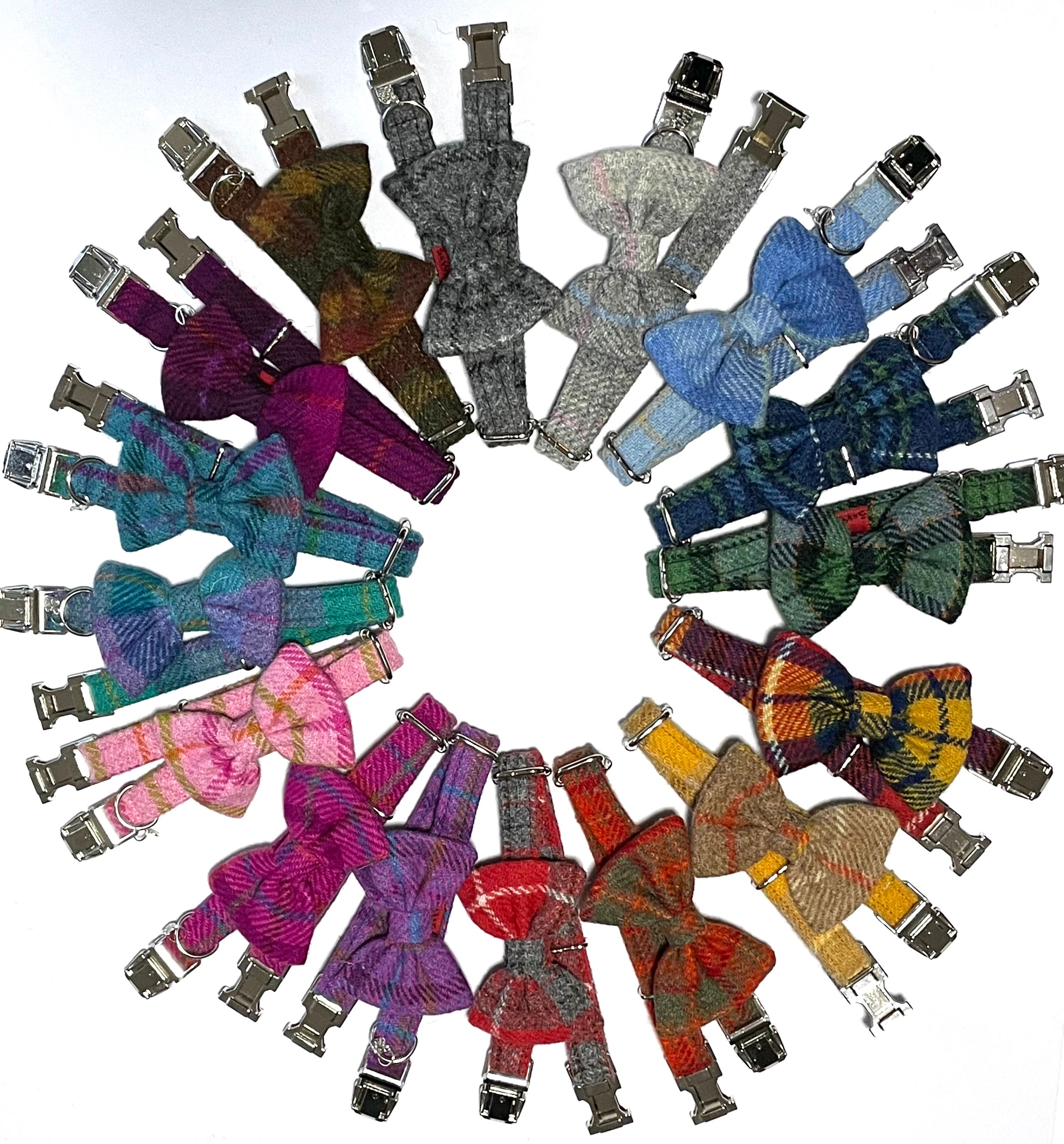 Harris Tweed Bow Tie Dog Collar - Checks