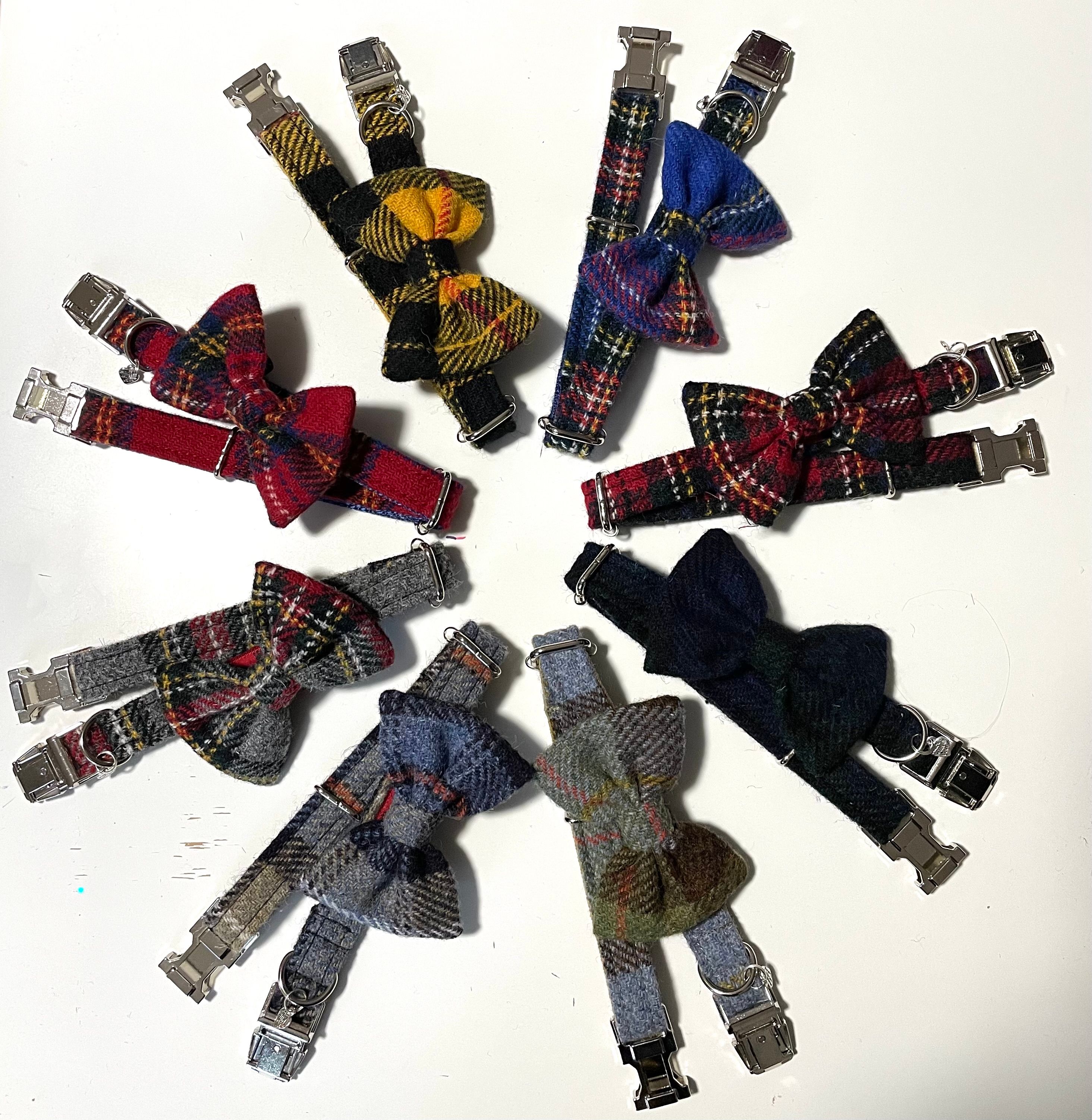 Harris Tweed Bow Tie Dog Collar- Clan Tartans