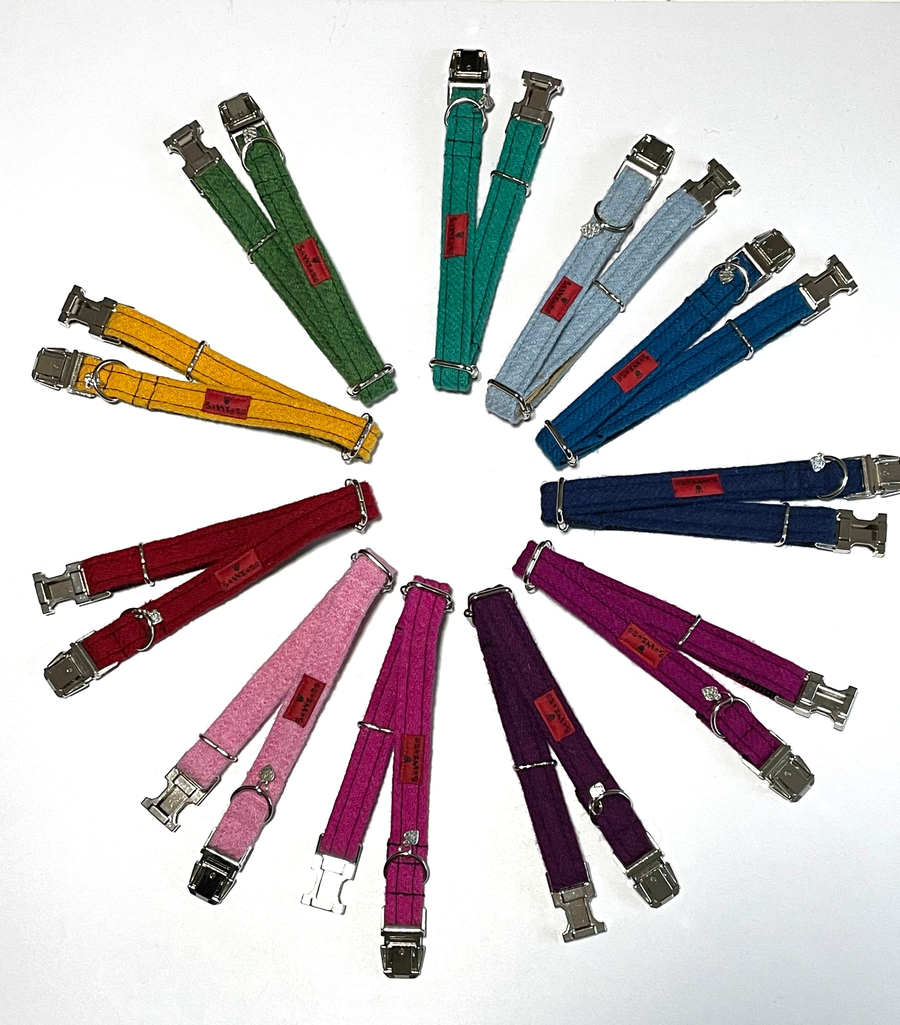 Harris Tweed Dog Collar - Block Colours