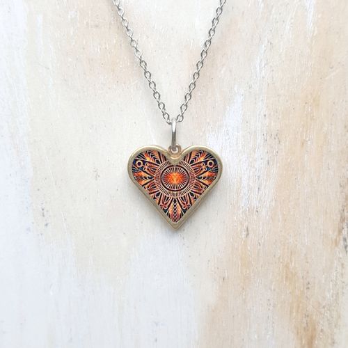 Ceramic & Brass Heart Shape Necklace