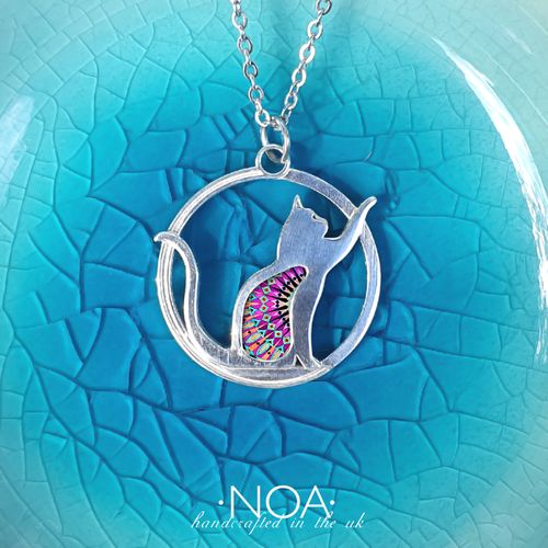 Ceramics & Silver Cat Necklace